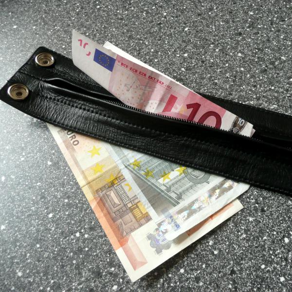 Wallet Wristband with Zipper, Black