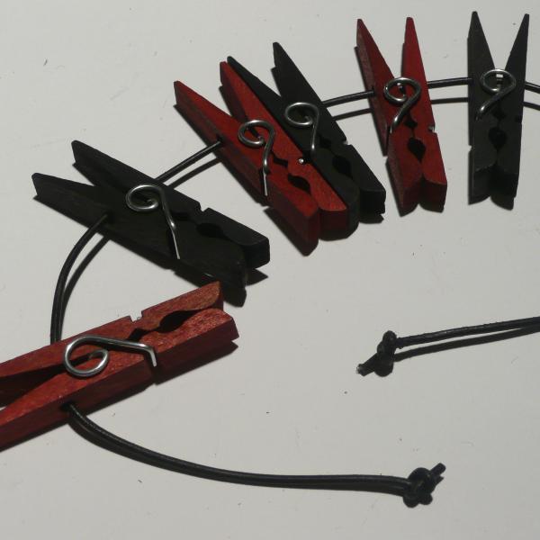 Wooden Clamps, Black/Red, Set of 6