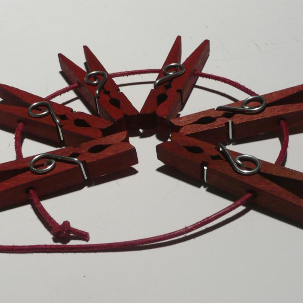 Wooden Clamps. Red, Set of 6