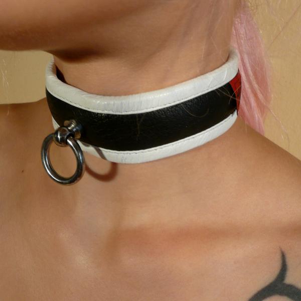 "Wotan" - Halsband abschließbar, schwarz/weiß