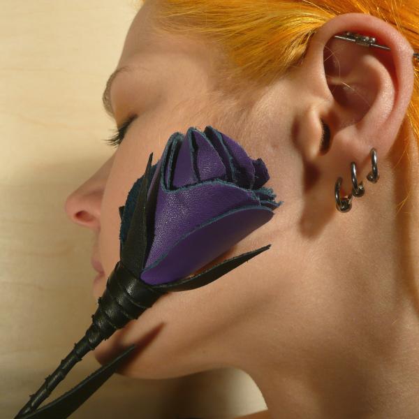 Leather Rose, Black/Purple