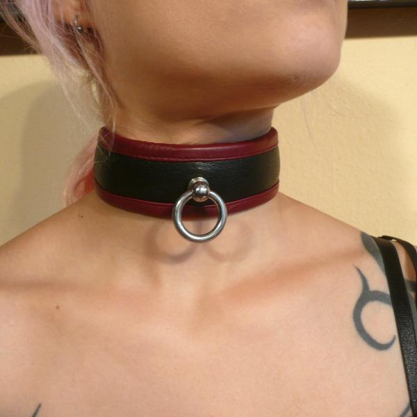 'Wotan' Collar lockable, black/bordeaux