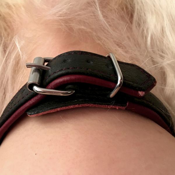 schmales Sklaven-Halsband, schwarz/bordeaux