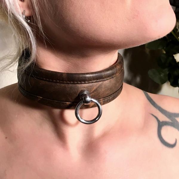 'Wotan' Collar lockable, antique-brown