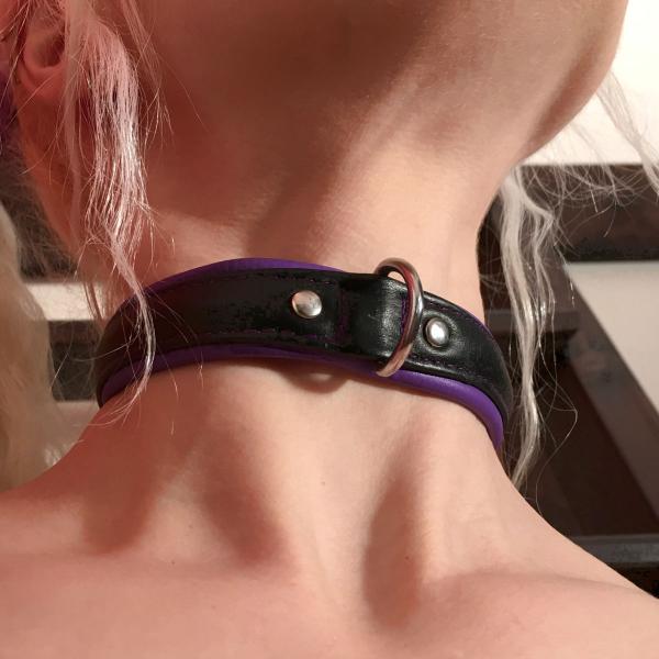schmales Sklaven-Halsband, schwarz/lila
