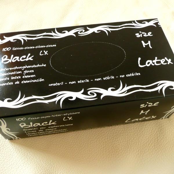 Latex-Untersuchungshandschuhe schwarz, 100 Stück