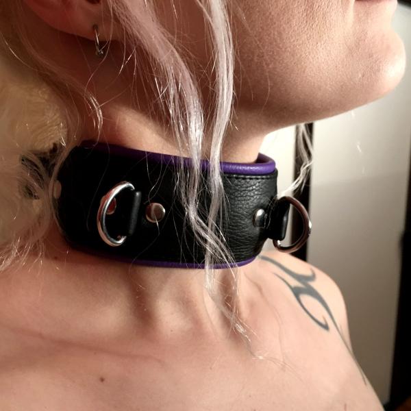 Neck Restraint with 3 D-rings, black/purple