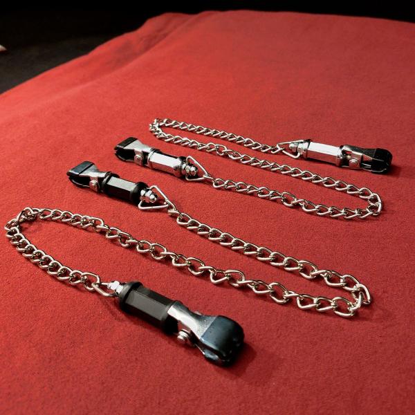 Wide McHurt-Clamps, screwable, with chain