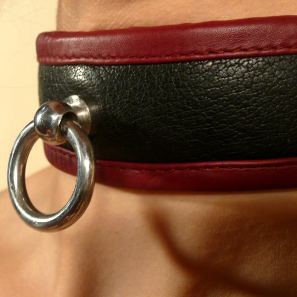 'Wotan' Collar lockable, black/bordeaux