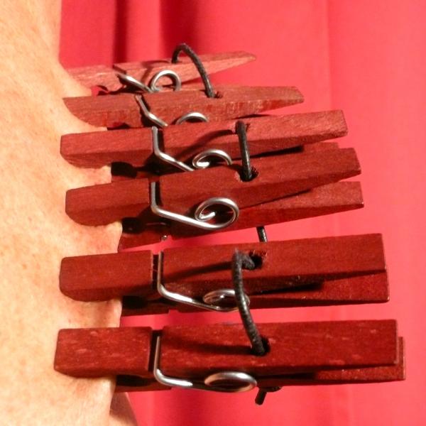 Wooden Clamps. Red, Set of 6