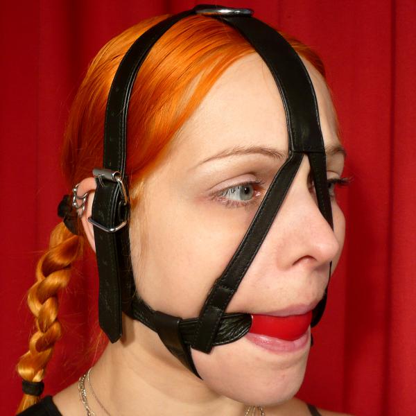 Gag Harness with Silicone Ball, red