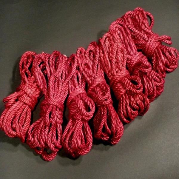 Hemp Rope Set (7 Ropes x 8 Metres), Bordeaux-Red